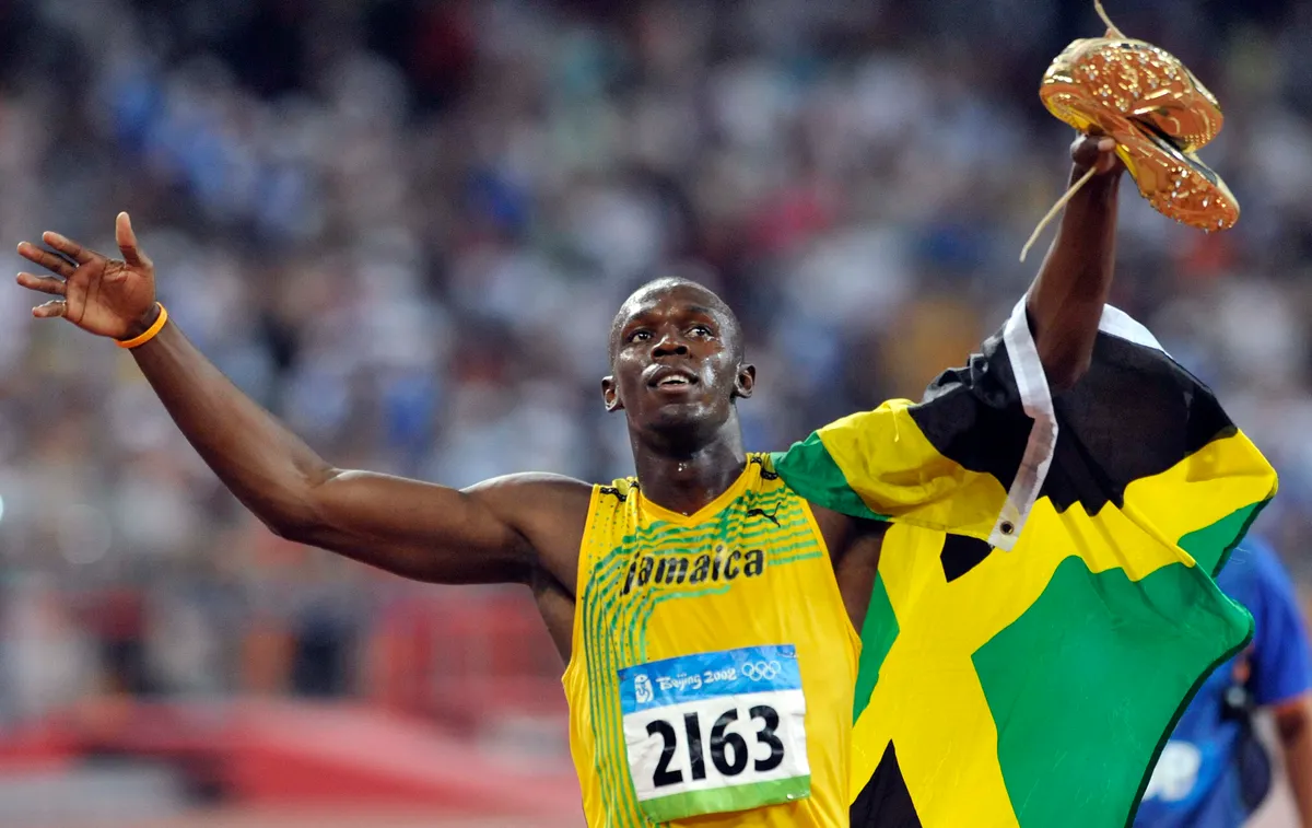 Usain Bolt, men's 100 m final, at the Games of the XXIX Olympiad, Beijing