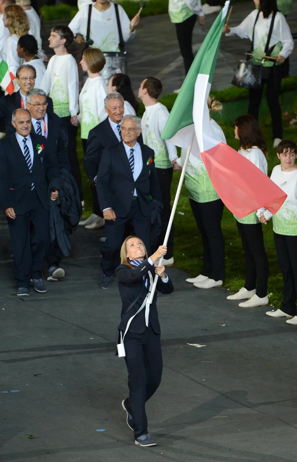 Valentina Vezzali, opening ceremony, at the Games of the XXX Olympiad, London